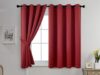 ventana con cortina roja conforama